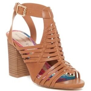 Madden Girl Remiie Heeled Gladiator Sandals Brown Size 8 Boho Festival Strappy